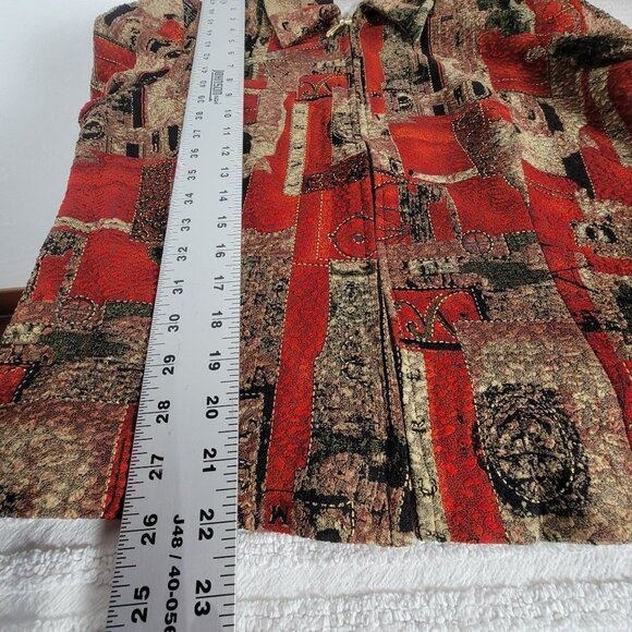 Vintage Jolibel Womens Tapestry Jacket Abstract Red & Black Pattern Size 14 - Picture 5 of 5